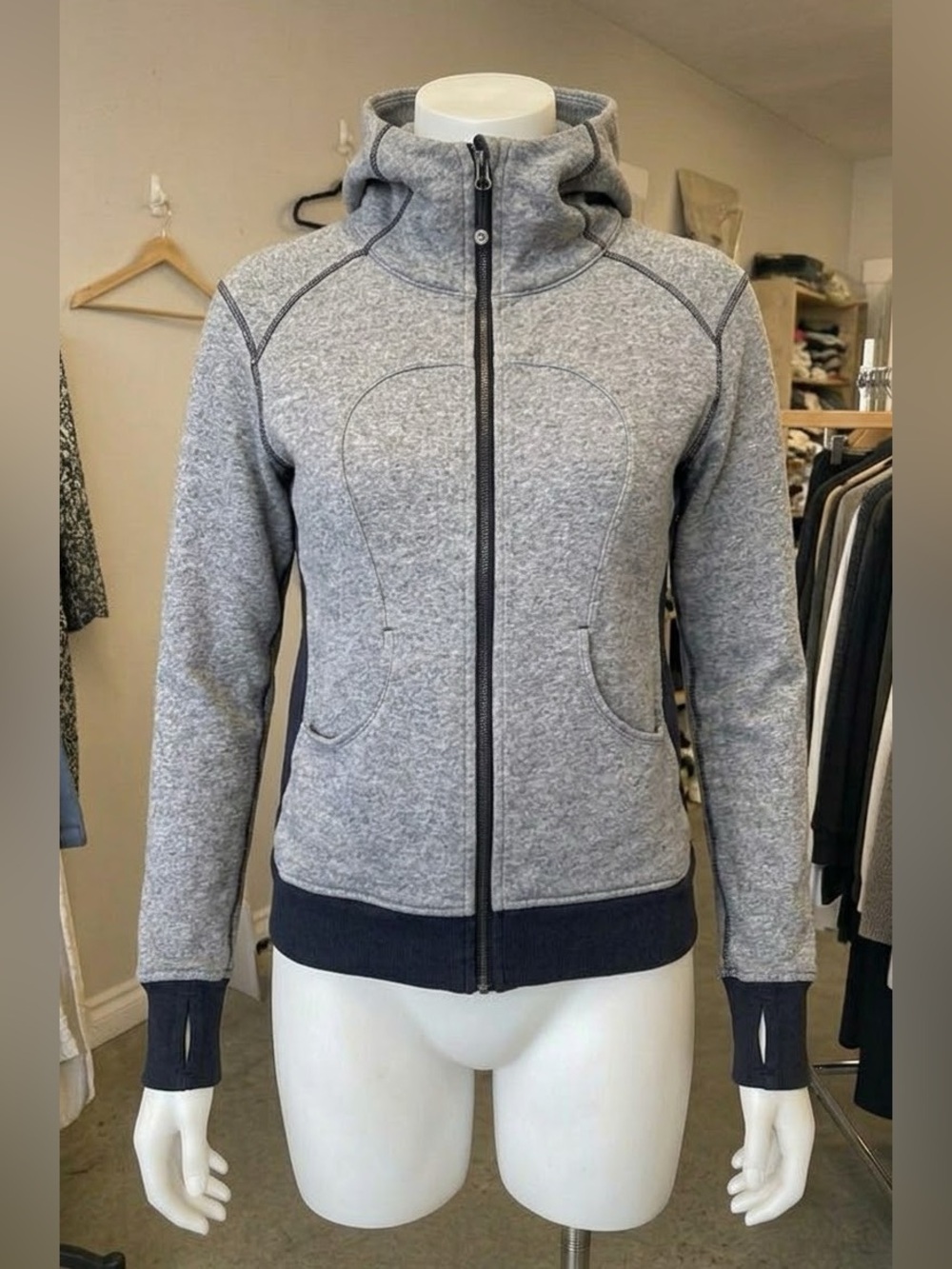 Lululemon Scuba Full Zip Hoodie Heathered Speckled Grey Sweatshirt Size 4